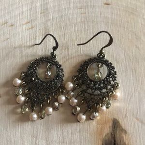 Brass and pearl dress up earrings